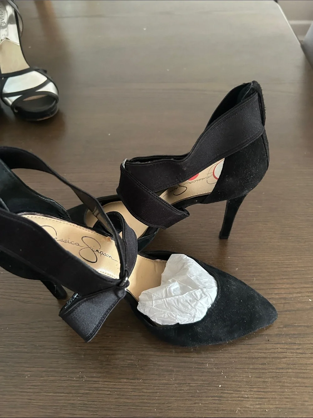 Jessica Simpson Black Suede Pointed D'Orsay Stiletto Heels